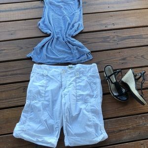 Old Navy White Cotton Bermuda-4